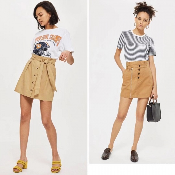 卡其色半身裙这样穿搭，淑女性感随意切换