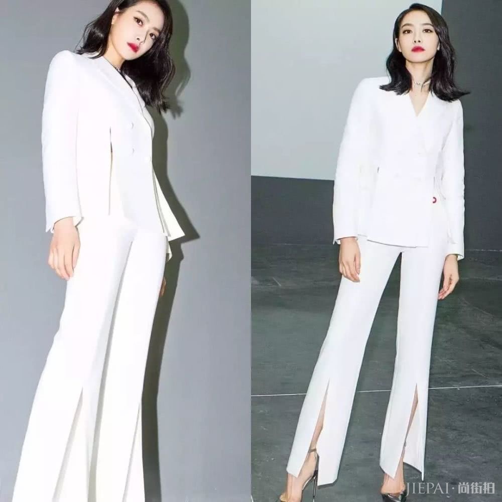 阔腿裤对不住,春天我更爱这条开衩裤