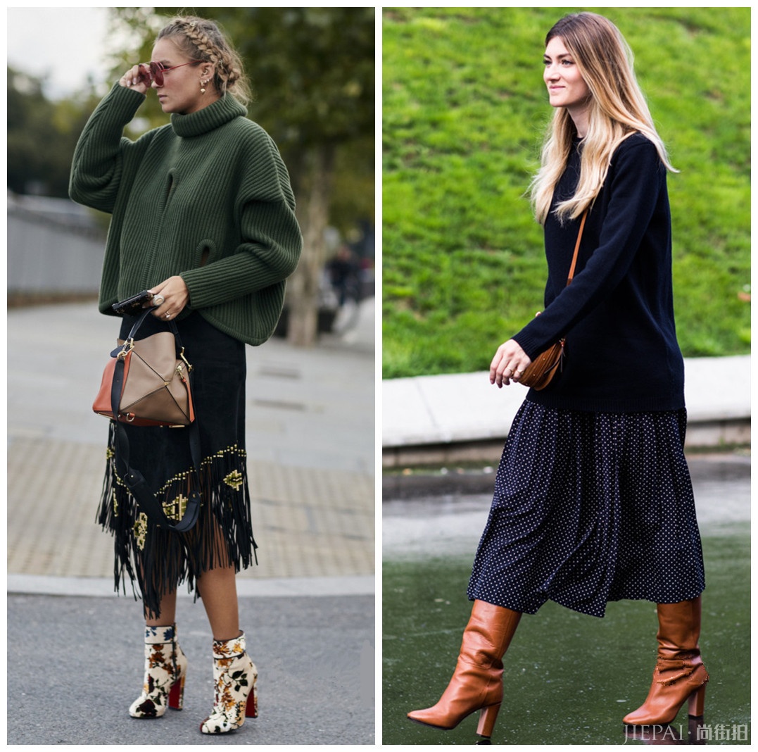 毛衣搭这四款半身裙,演绎秋冬时髦慵懒风
