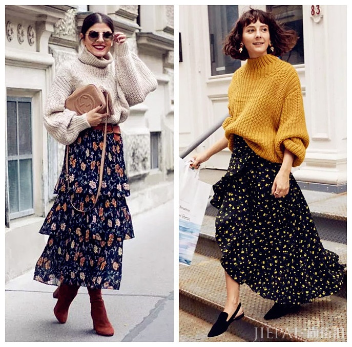 毛衣搭这四款半身裙,演绎秋冬时髦慵懒风