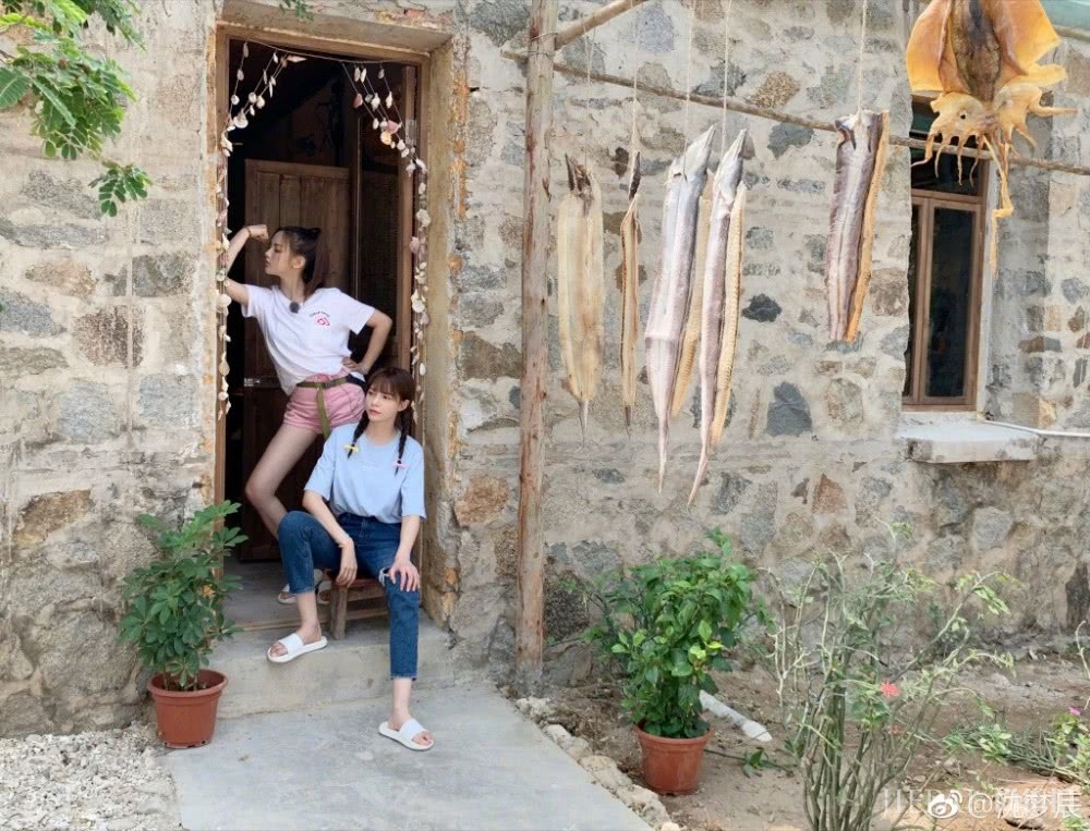 沈梦辰穿T恤牛仔裤配双麻花辫,杨超越还嫩