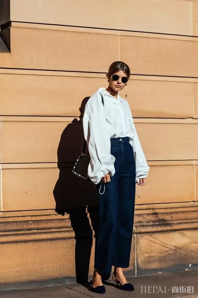 衬衫+九分裤=街拍中永不过时的气质搭配