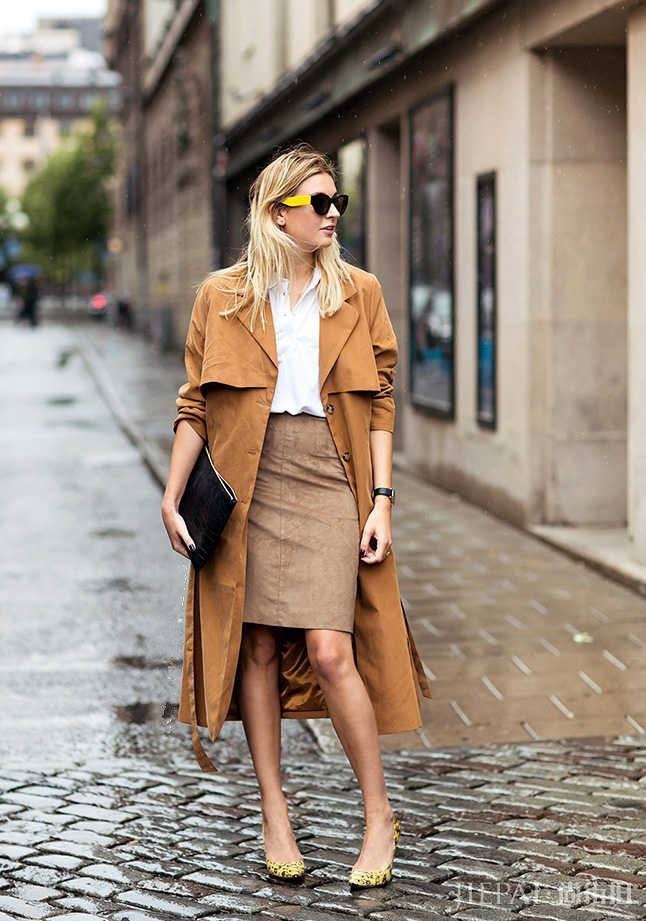 卡其色风衣初春穿着不腻，搭配裙子精致优雅还有气质