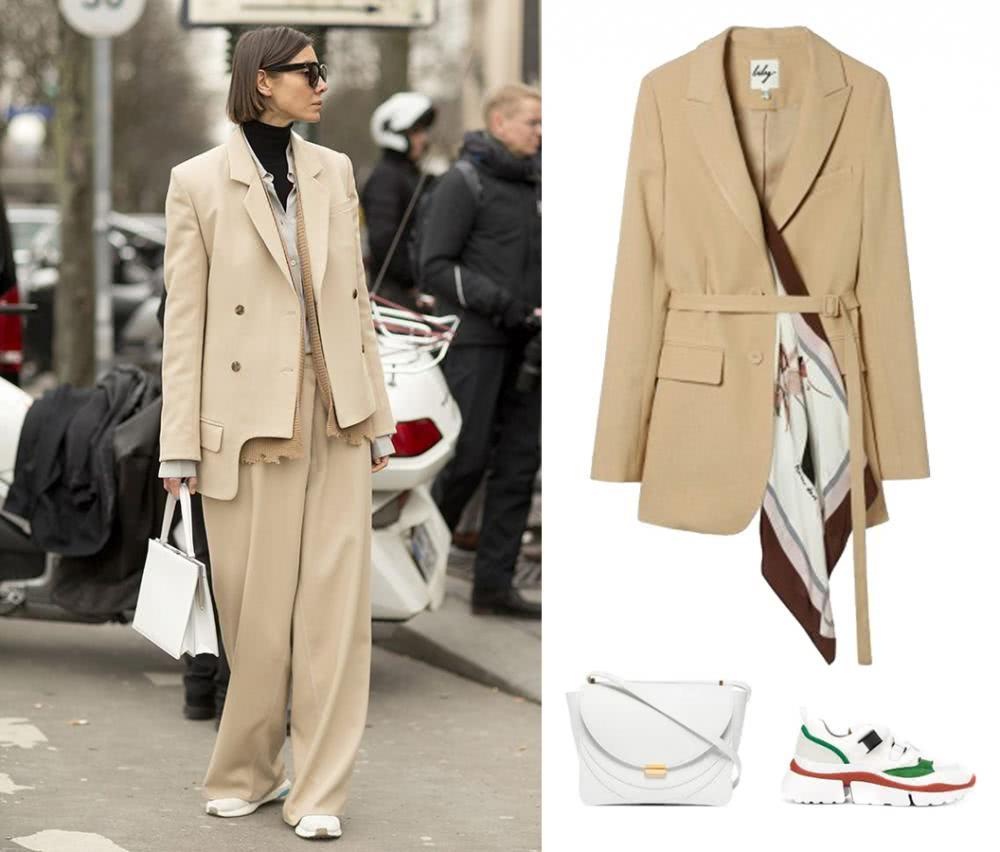 驼色属于秋冬，春天穿这个流行色照样美得很高级