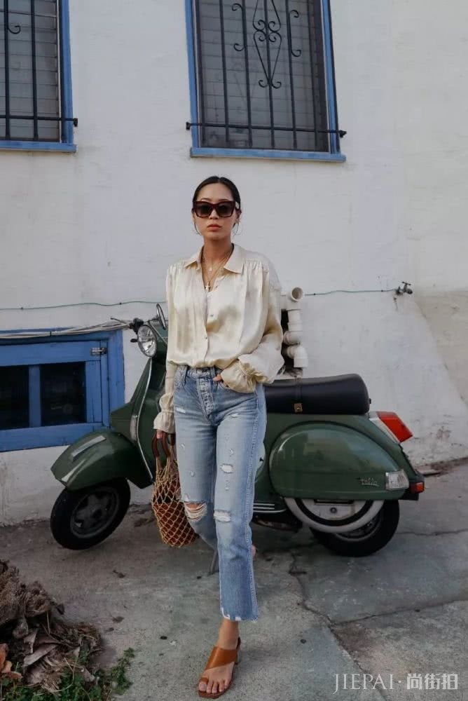 衬衫+九分裤=街拍中永不过时的气质搭配