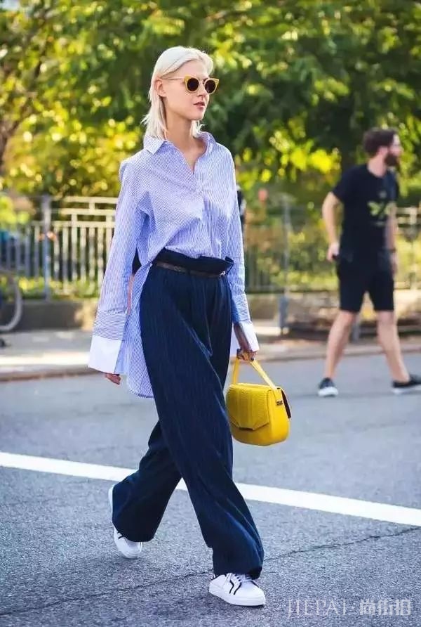 衬衫+阔腿裤，法式chic风情