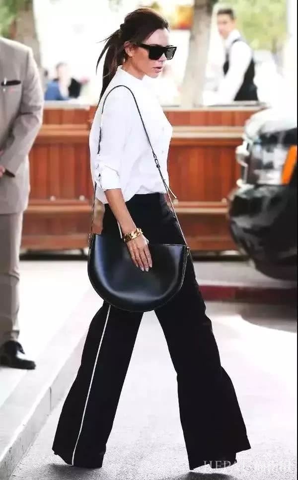 衬衫+阔腿裤，法式chic风情