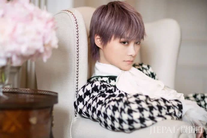 李宇春千鸟格套装画风柔美,像翩翩少年