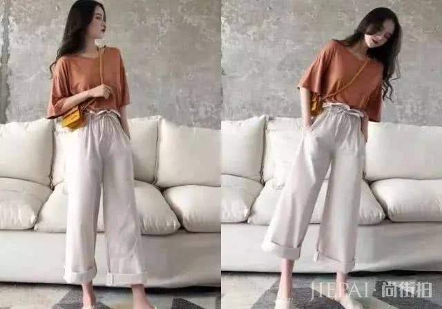 阔腿裤搭配T恤，夏季永不过时的搭配，洋气又好看！