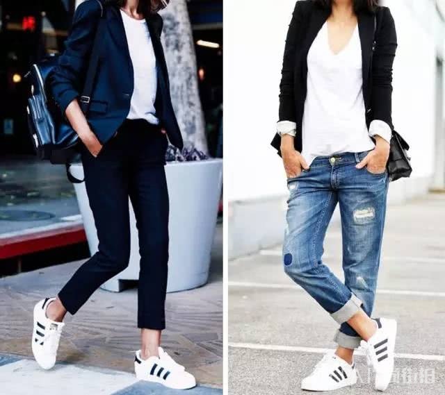 白T恤+小白鞋，搭配起来这么好看！
