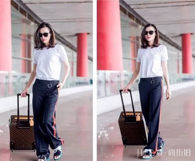 T恤搭配阔腿裤,2019最省事的时尚套路