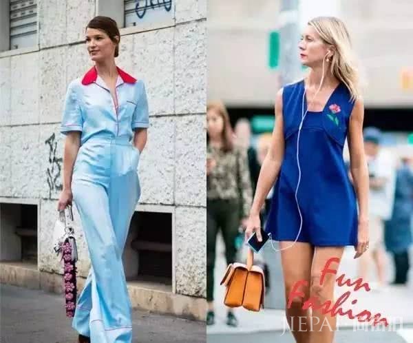 欧美街拍 穿衣打扮用2种颜色搭一起，让你美一整天