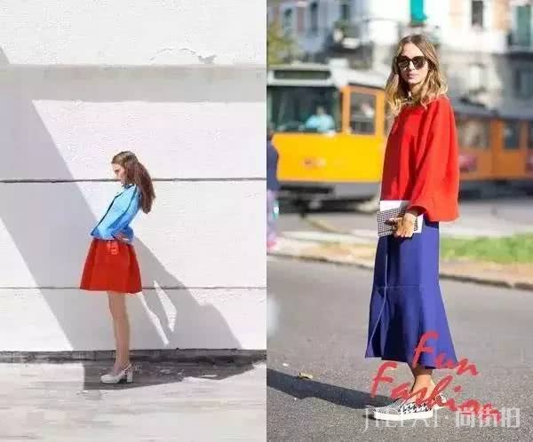 欧美街拍 穿衣打扮用2种颜色搭一起，让你美一整天