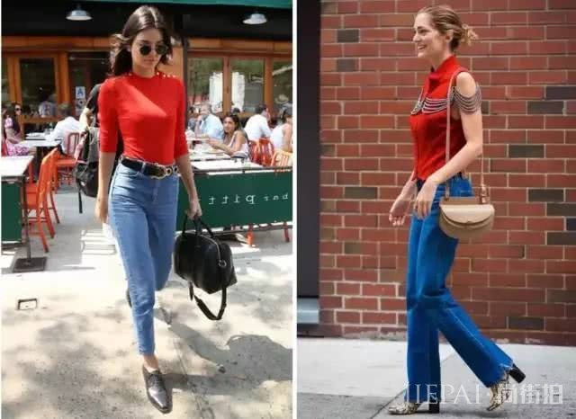 欧美街拍 穿衣打扮用2种颜色搭一起，让你美一整天