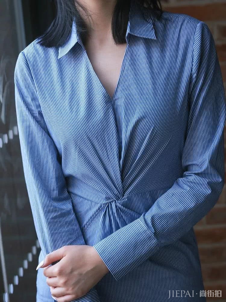 衬衫搭配大裙摆显高还显瘦,气质满分