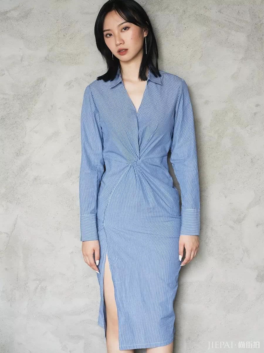 衬衫搭配大裙摆显高还显瘦,气质满分