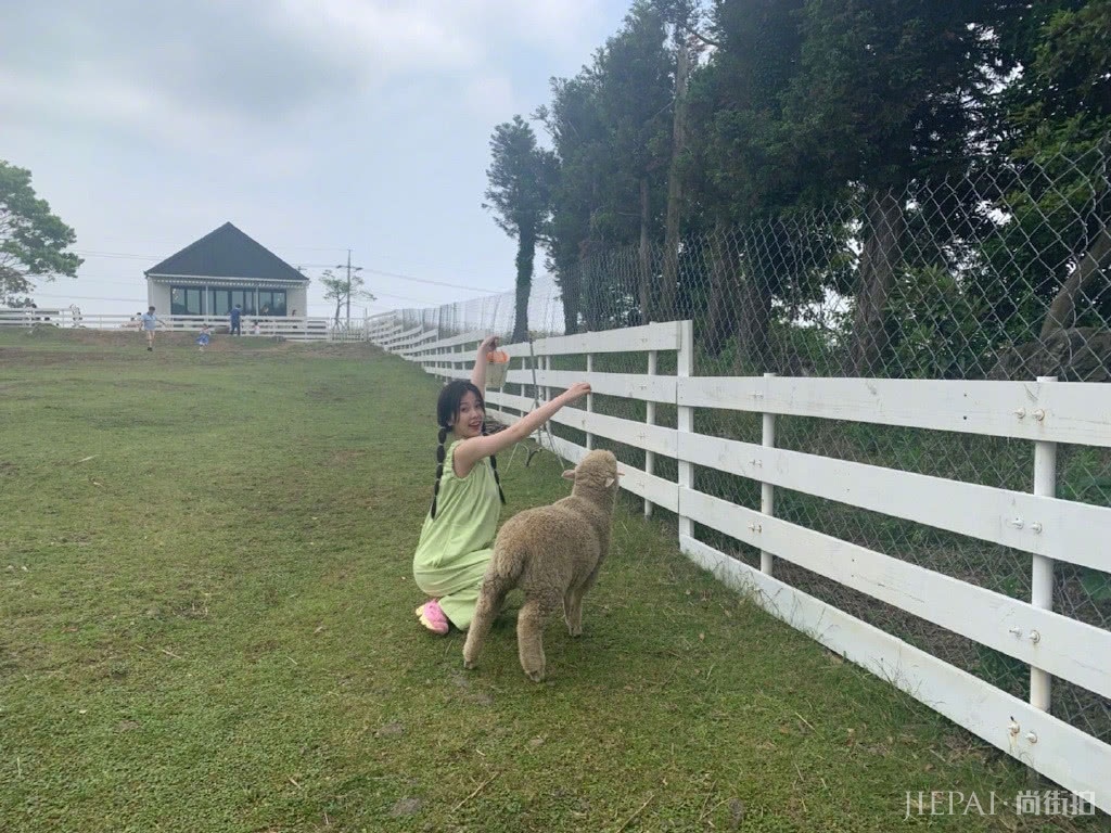 虞书欣穿绿色连体裤晒旅拍照清新可爱，成少女出游穿搭模板