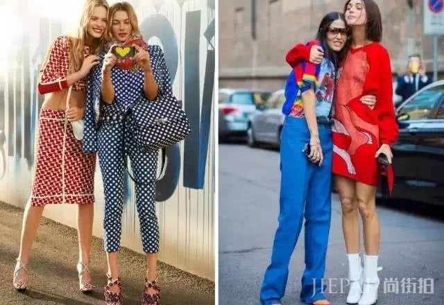 欧美街拍 穿衣打扮用2种颜色搭一起，让你美一整天
