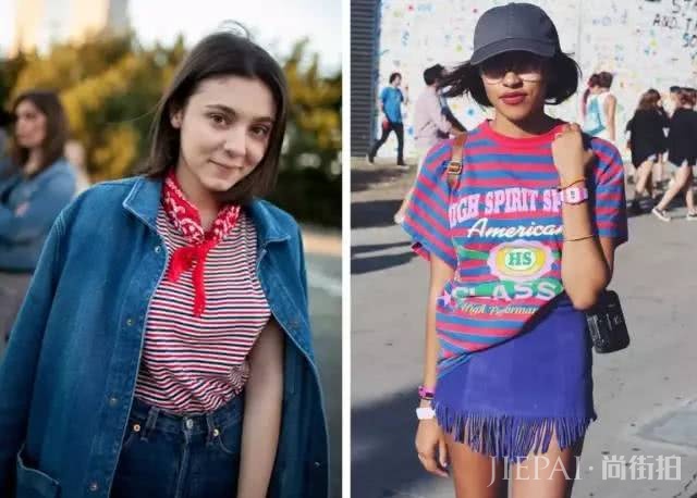 欧美街拍 穿衣打扮用2种颜色搭一起，让你美一整天