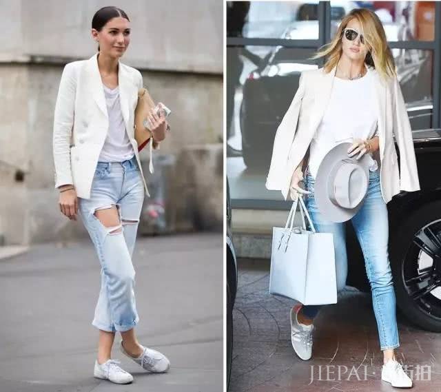 白T恤+小白鞋，搭配起来这么好看！