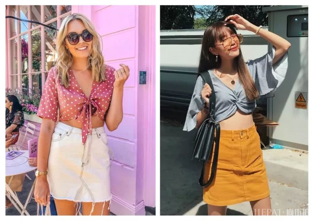 短上衣搭配高腰下装显瘦5斤显高10公分