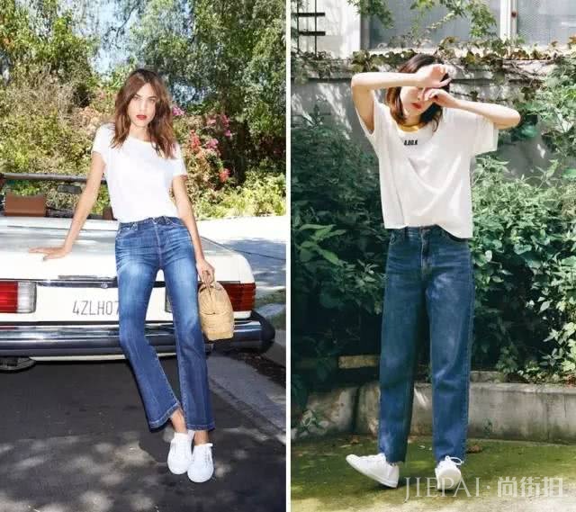 白T恤+小白鞋，搭配起来这么好看！