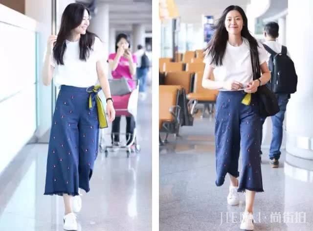 T恤搭配阔腿裤,2019最省事的时尚套路