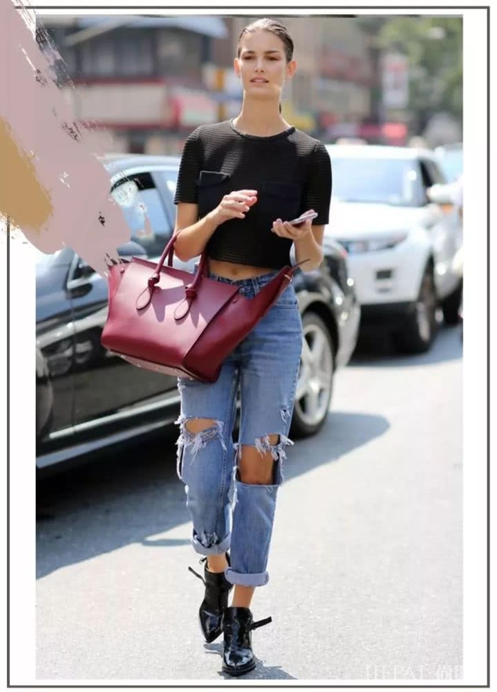 短上衣搭配高腰下装显瘦5斤显高10公分