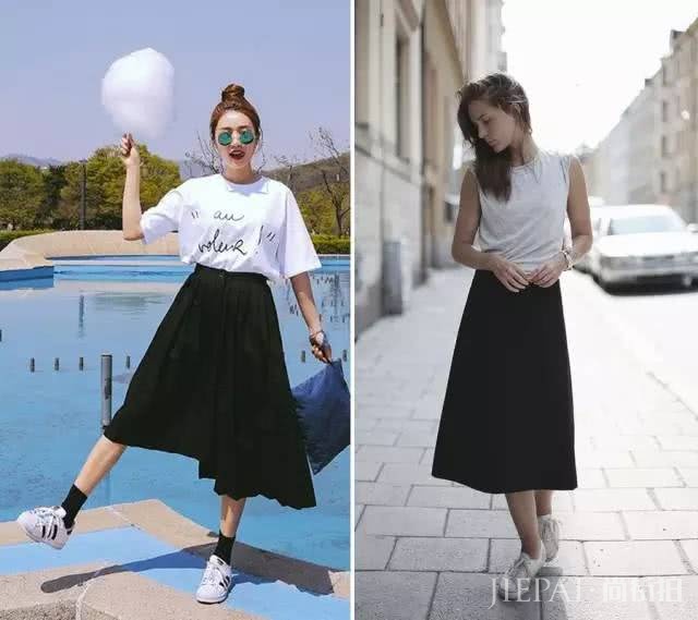 白T恤+小白鞋，搭配起来这么好看！