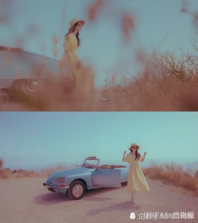 刘亦菲穿黄色连衣裙玩港风,洒脱优雅至极