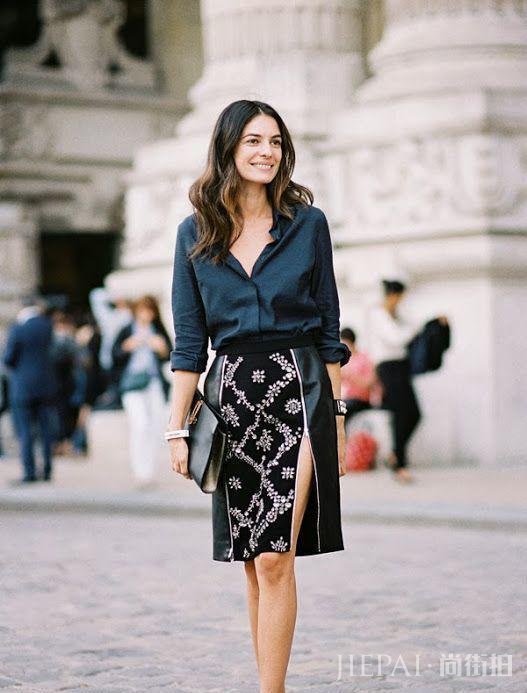 欧美街拍 诱人的铅笔裙凸显身材还好看