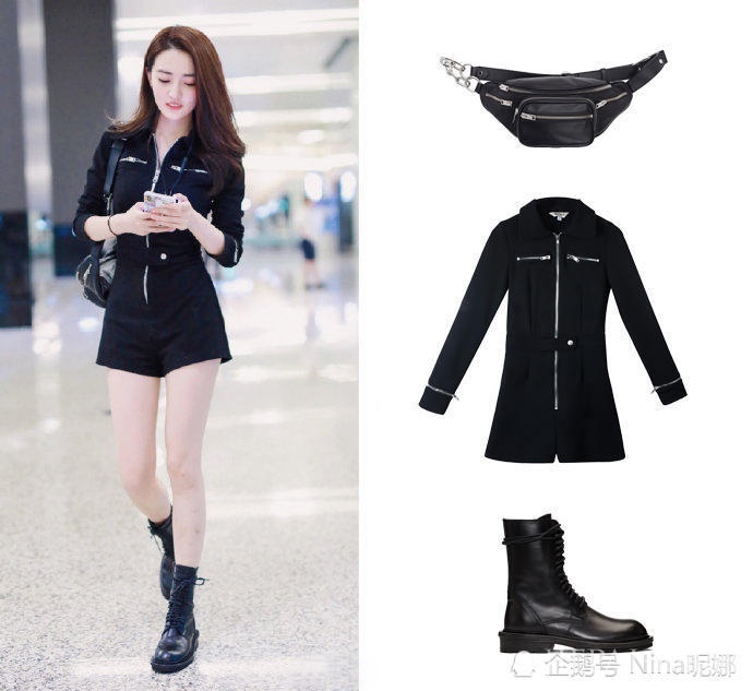 徐璐机场街拍,罕见连体衣配6千中筒靴好惊艳,背腰包美得不敢认