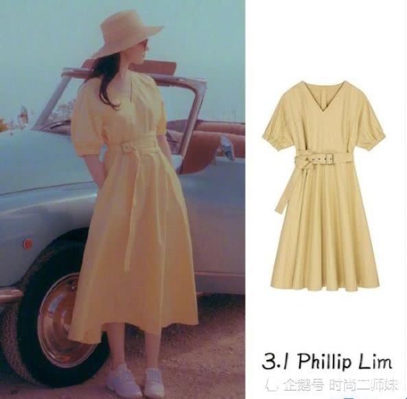 刘亦菲穿黄色连衣裙玩港风,洒脱优雅至极