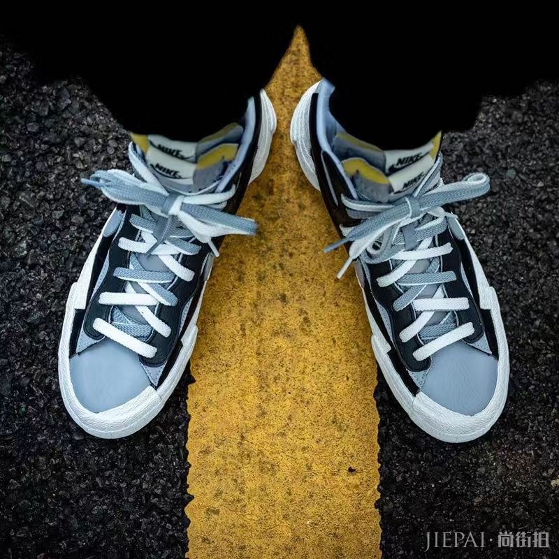 发售日期终于确定了!黑灰 Sacai x Nike Blazer Mid 上脚图再次来袭!