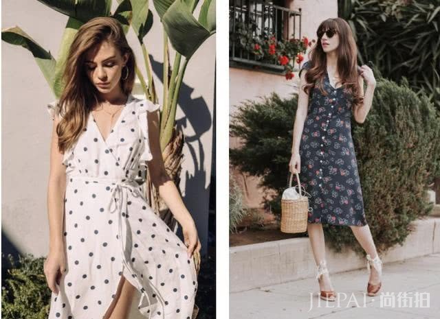 穿上显瘦的V领连衣裙，用这些设计搭配细节才能修身