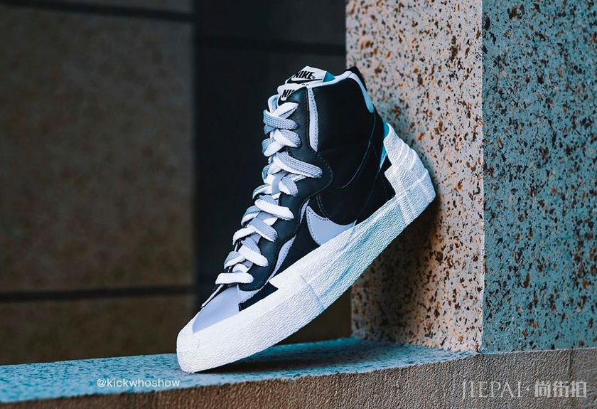 上脚属实太美!黑灰 Sacai x Nike Blazer Mid 最新上脚美图来袭!