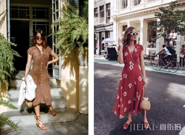 穿上显瘦的V领连衣裙，用这些设计搭配细节才能修身