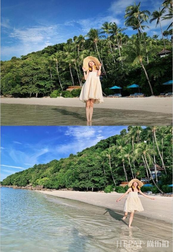 李现前女友钟楚曦晒沙滩美照,公主裙配草帽大秀美腿身材火辣