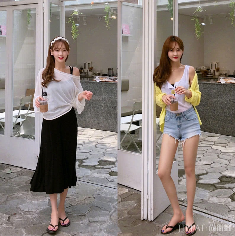 小个子女生夏天穿出仙女气,暖色系衬衫搭半身裙搭出高级感