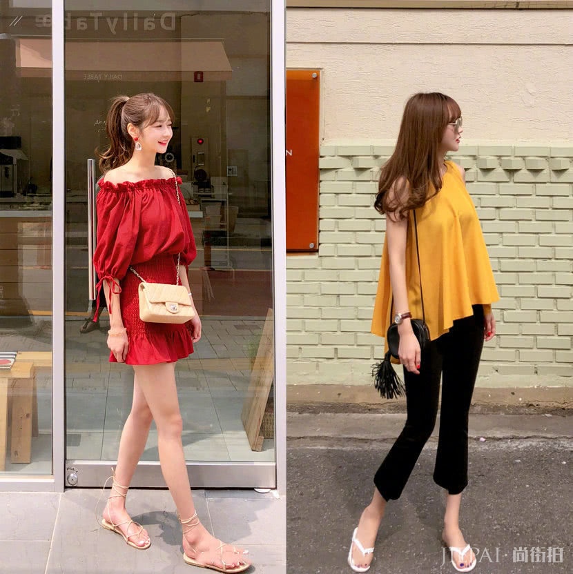小个子女生夏天穿出仙女气,暖色系衬衫搭半身裙搭出高级感