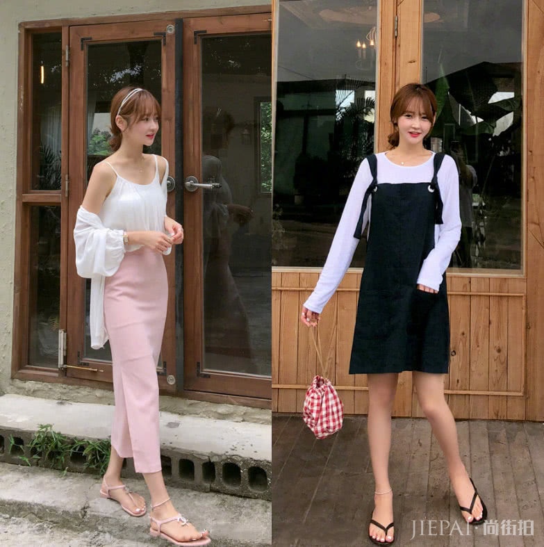小个子女生夏天穿出仙女气,暖色系衬衫搭半身裙搭出高级感