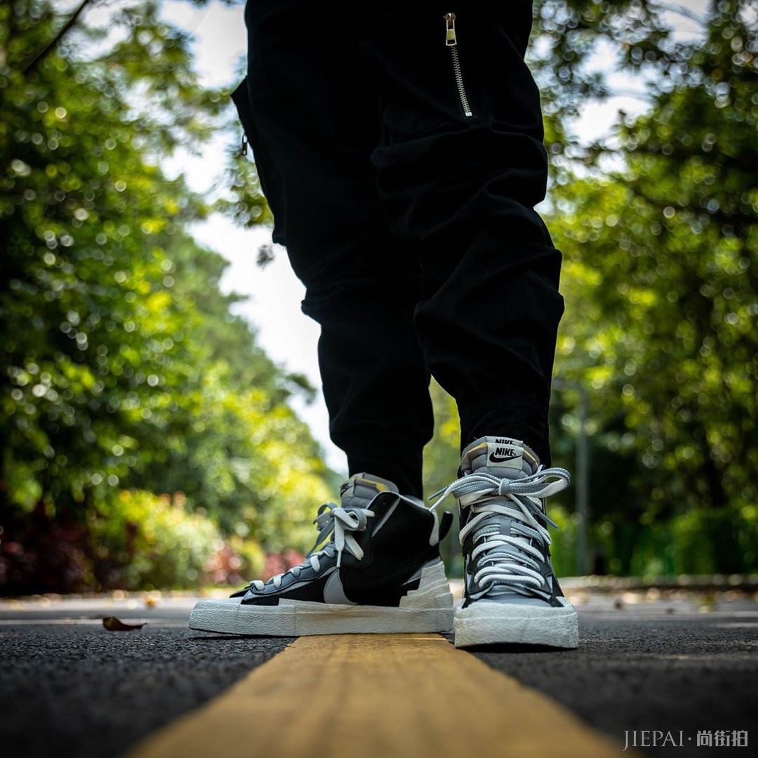 发售日期终于确定了!黑灰 Sacai x Nike Blazer Mid 上脚图再次来袭!