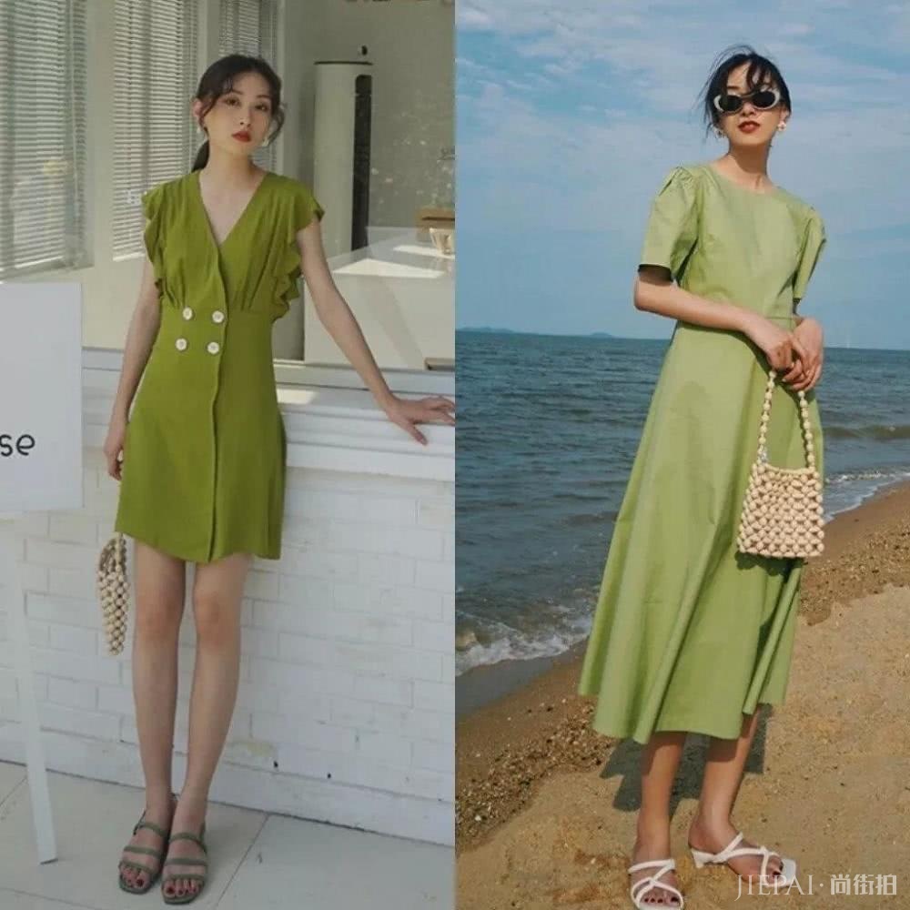 泫雅钟楚曦都穿的牛油果绿,清爽时髦