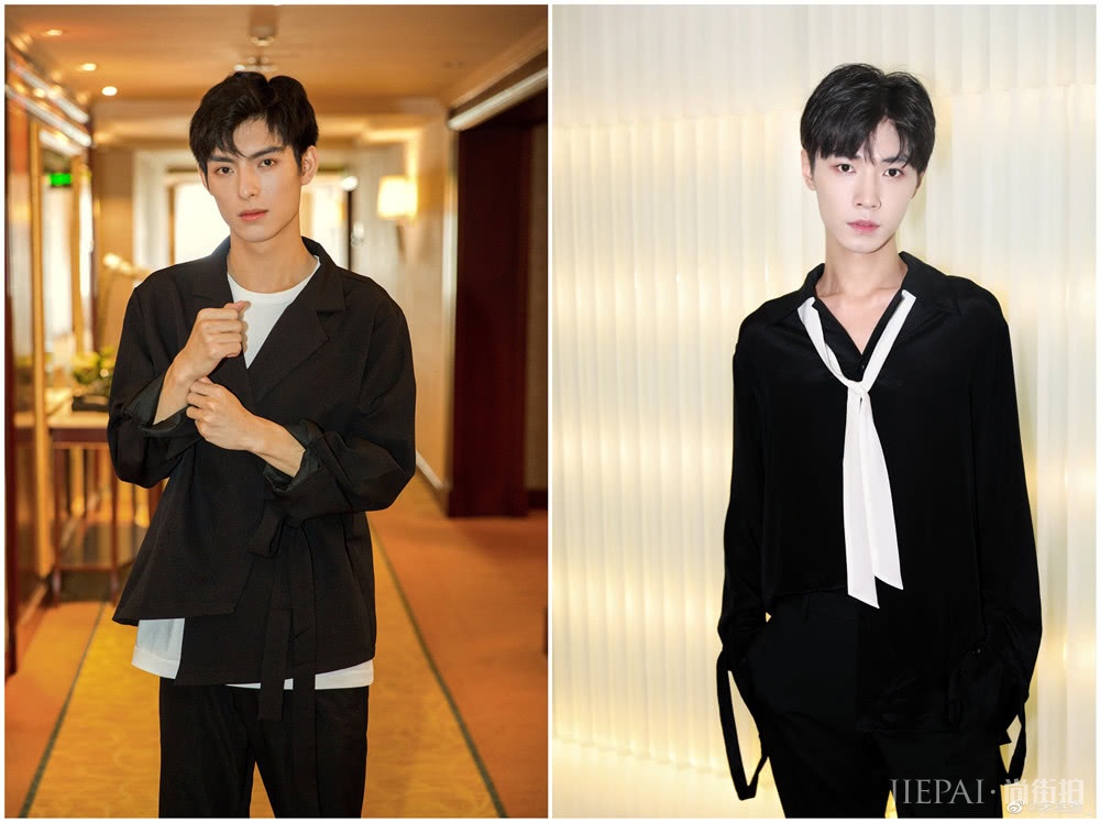 晓星尘薛洋剧外拍写真,穿同款风衣气质翩翩,内搭条纹衫更显默契