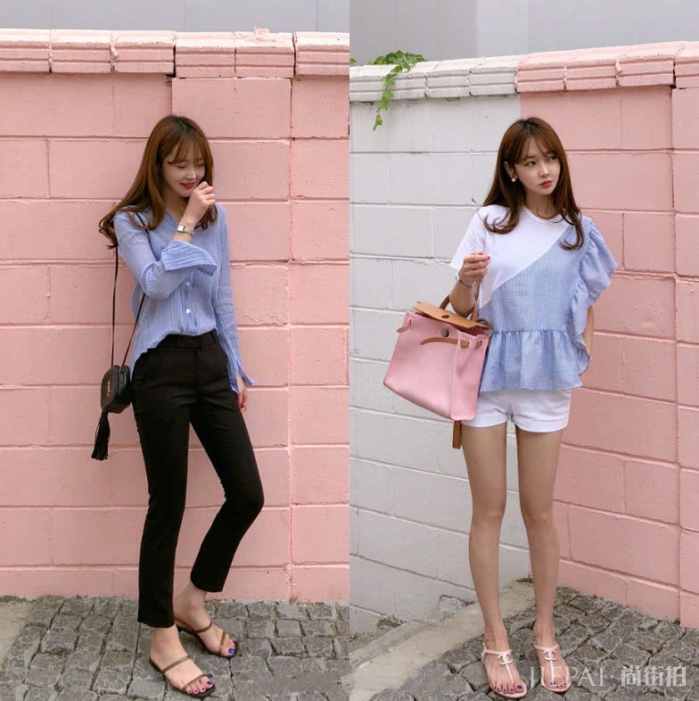 小个子女生夏天穿出仙女气,暖色系衬衫搭半身裙搭出高级感