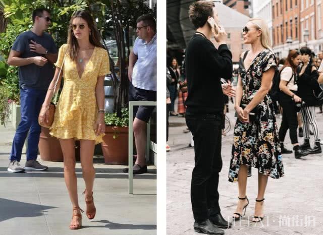 穿上显瘦的V领连衣裙，用这些设计搭配细节才能修身