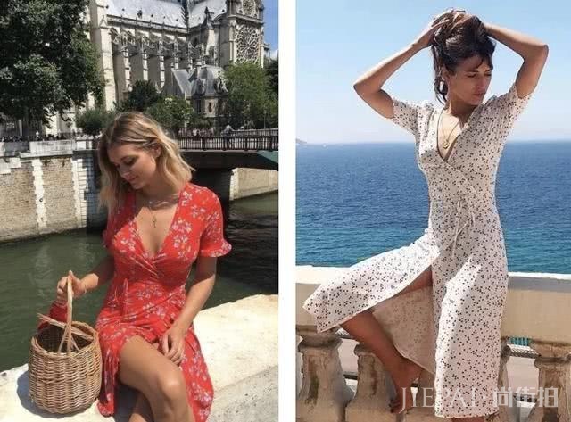 穿上显瘦的V领连衣裙，用这些设计搭配细节才能修身