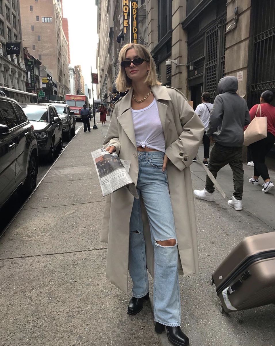 风衣搭配阔腿裤,今秋街拍最潮百搭cp!!!