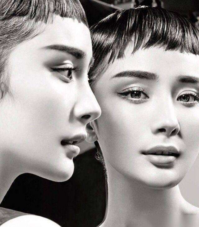 Angelababy赫本风大片油头造型又飒又A，眼神凌厉超迷人