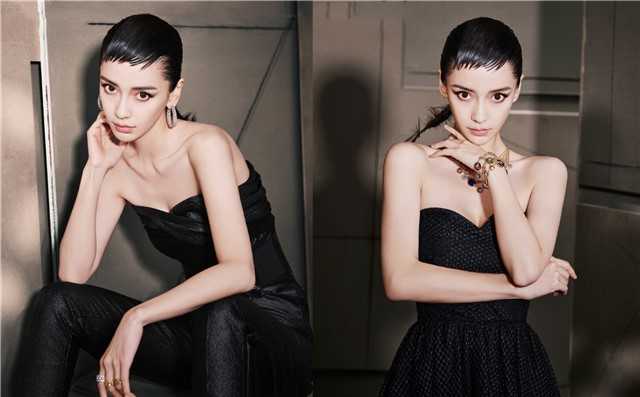 Angelababy赫本风大片油头造型又飒又A，眼神凌厉超迷人